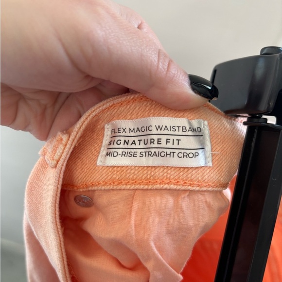 Lane Bryant MagicWaistband SignatureFit MidRise Straight Crop Peach Jeans Sz 20 - Picture 6 of 7